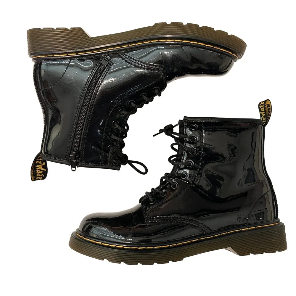 Dr Martens 1460 J Black Patent Leather Combat Boots Kids Size US 4M / 5L